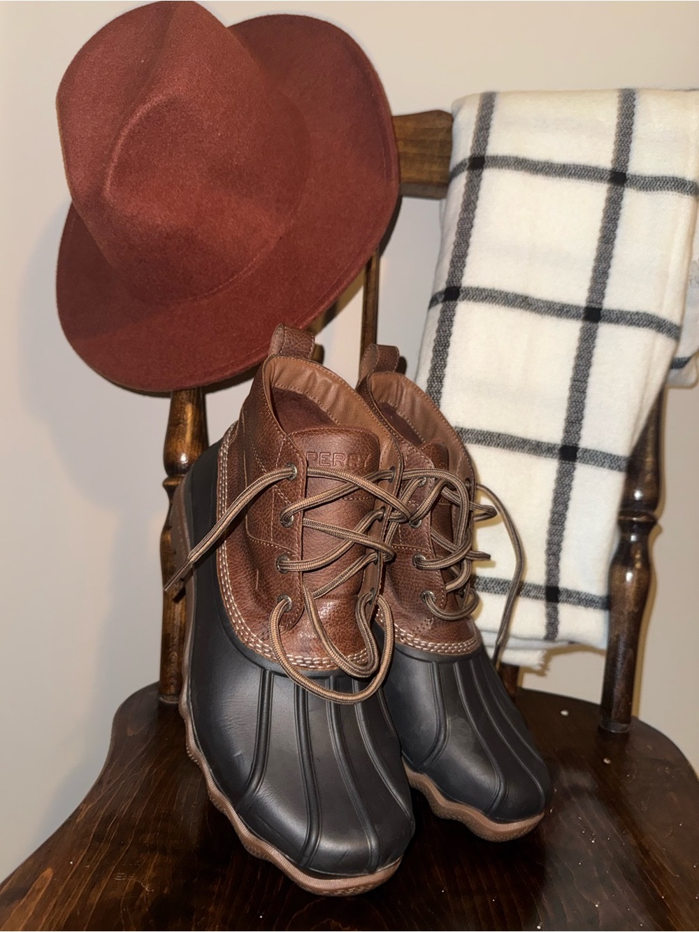 Sperry Brown Leather and Black Rubber Men’s Duck Boots